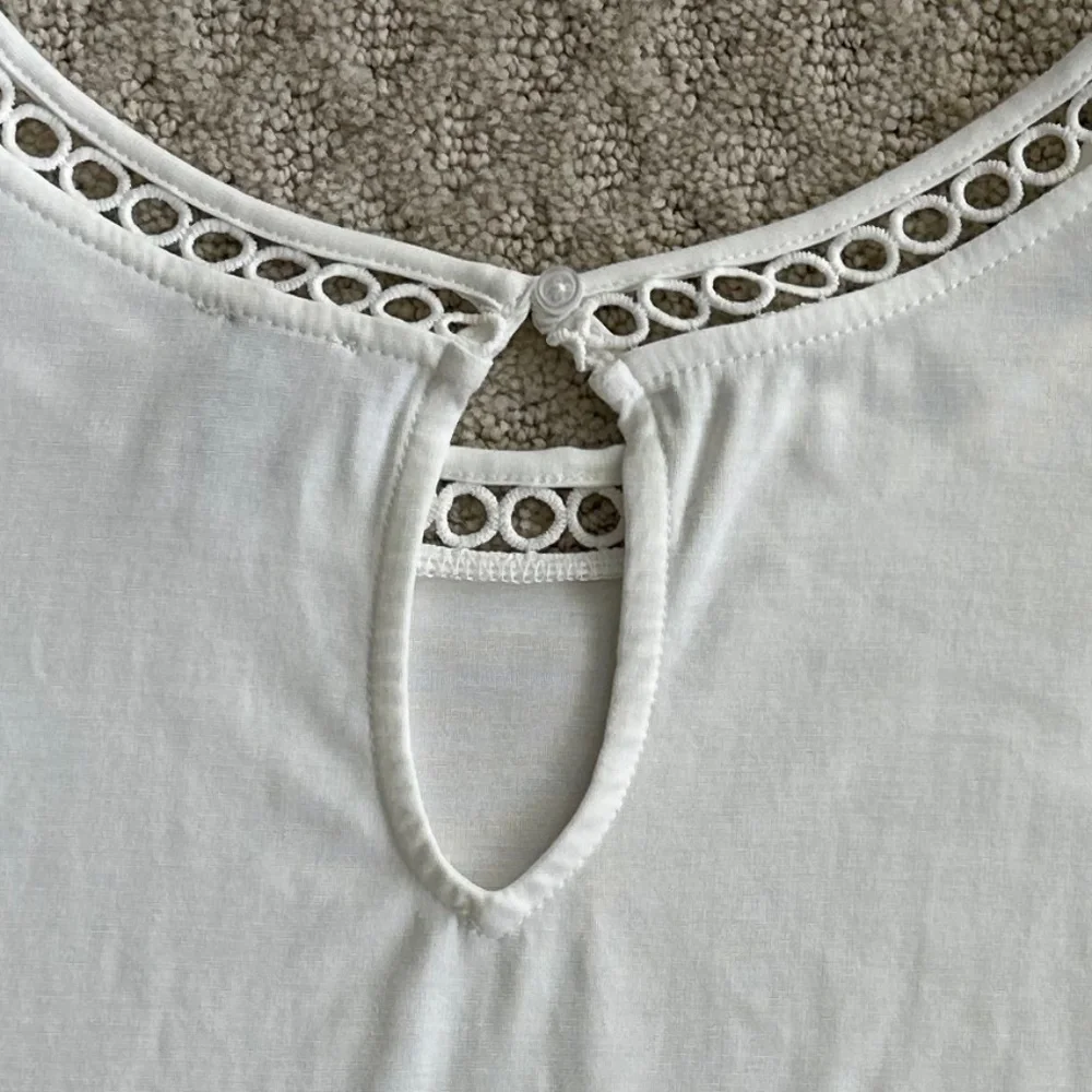 Anne Klein Harmony Knit Lace Trim Elbow Sleeve T-Shirt White Size 2X Casual - Picture 9 of 13